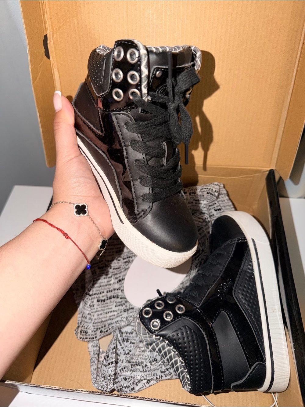 Hip Hop Black High-Top Women's Fashion Sneakers - Sleek Platform Casual Shoes